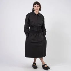 [AMOMENTO] NYLON SHIRRING FLARE SKIRT _ BLACK