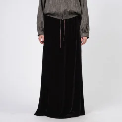 [AMOMENTO] VELVET DRAWSTRING MAXI SKIRT _ DARK BROWN