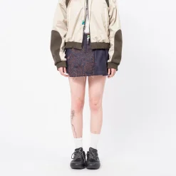 [ANDERSSON BELL] EMBROIDERY PANEL PLEATED DENIM SKIRT _ DENIM