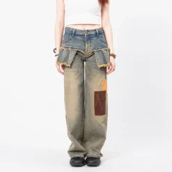 [ANDERSSON BELL] PATCHWORK DENIM PLEATS SKIRT JEANS _ DENIM