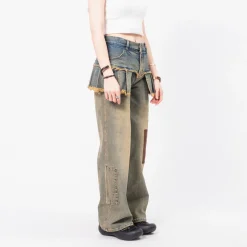 [ANDERSSON BELL] PATCHWORK DENIM PLEATS SKIRT JEANS _ DENIM