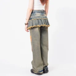 [ANDERSSON BELL] PATCHWORK DENIM PLEATS SKIRT JEANS _ DENIM