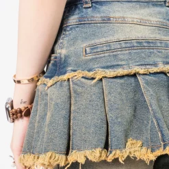 [ANDERSSON BELL] PATCHWORK DENIM PLEATS SKIRT JEANS _ DENIM
