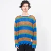 [ANDERSSON BELL] UNISEX DAMAGED STRIPE BOATNECK SWEATER _ MULTI