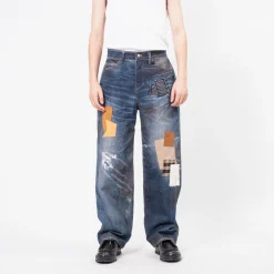[ANDERSSON BELL] UNISEX PATCHWORK PRINTED DENIM TROMPE L'OEIL JEANS _