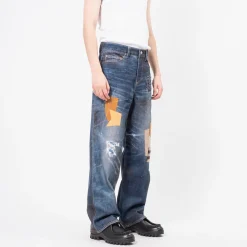 [ANDERSSON BELL] UNISEX PATCHWORK PRINTED DENIM TROMPE L'OEIL JEANS _