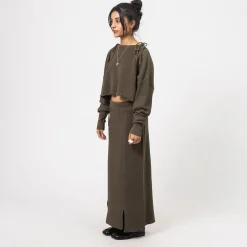 [BEAMS BOY] G.MIL KNIT SKIRT _ OLIVE