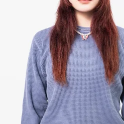 [BEAMS BOY] O.COTTON THERMAL CREW NECK LONGSLEEVE TSHIRT _ BLUE