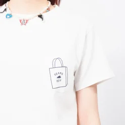 [BEAMS BOY] O.SHOP BAG LOGO POCKET TSHIRT _ WHITE