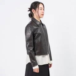 [DUNST] UNISEX CALF SKIN BLOUSON JACKET _ BROWN