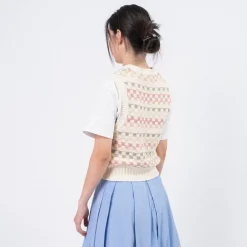 [DUNST] UNISEX CRAFTED V-NECK KNIT VEST _ IVORY