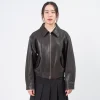 [DUNST] UNISEX LAMBSKIN LEATHER BLOUSON _ BROWN