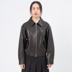 [DUNST] UNISEX LAMBSKIN LEATHER BLOUSON _ BROWN
