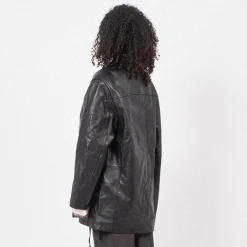 [DUNST] UNISEX LEATHER HALF JACKET _ BLACK