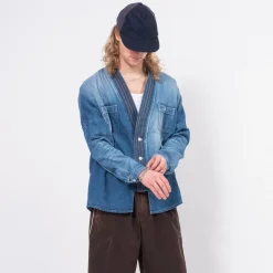 [FDMTL] SH12U DENIM HAORI SHIRT 3YR WASH _ INDIGO