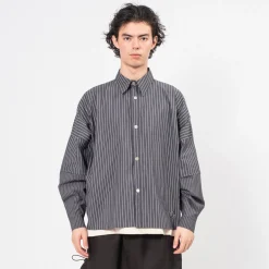 [GANDER] DEAN SHIRT _ GREY PINSTRIPE