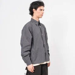 [GANDER] DEAN SHIRT _ GREY PINSTRIPE