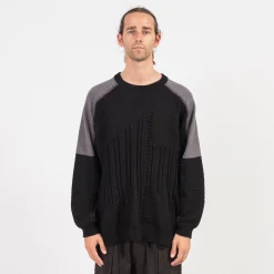 [GOOPiMADE] “8SE-03K” MONTAGE SPLICING KNIT SWEATER _ SHADOW