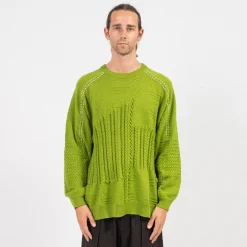 [GOOPiMADE] “8SE-03K” MONTAGE SPLICING KNIT SWEATER _ NEON