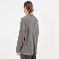 [GOOPiMADE x AES] “G.A.T-01K” CHECKERBOARD KNIT POLO SHIRT _ GREY