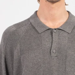 [GOOPiMADE x AES] “G.A.T-01K” CHECKERBOARD KNIT POLO SHIRT _ GREY