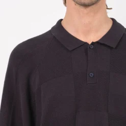 [GOOPiMADE x AES] “G.A.T-01K” CHECKERBOARD KNIT POLO SHIRT _ SHADOW