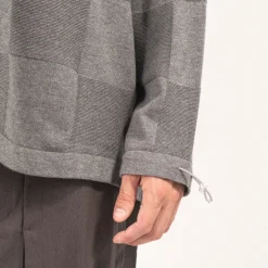 [GOOPiMADE x AES] “G.A.T-01K” CHECKERBOARD KNIT POLO SHIRT _ GREY