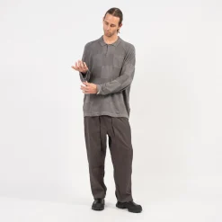 [GOOPiMADE x AES] “G.A.T-01K” CHECKERBOARD KNIT POLO SHIRT _ GREY