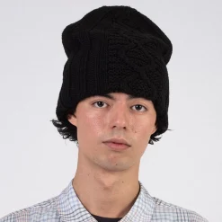 [HATCHINGROOM] JACQUARD BIG BEANIE _ BLACK
