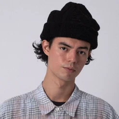 [HATCHINGROOM] JACQUARD BIG BEANIE _ BLACK