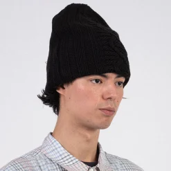 [HATCHINGROOM] JACQUARD BIG BEANIE _ BLACK