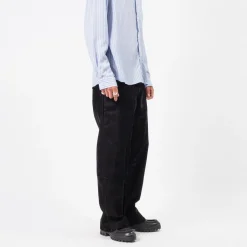 [HATCHINGROOM] REGULAR TROUSERS VELVET DENIM _ BLACK