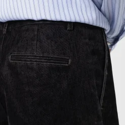 [HATCHINGROOM] REGULAR TROUSERS VELVET DENIM _ BLACK