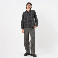 [HATCHINGROOM] REGULAR TROUSERS VELVET DENIM _ GREY