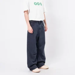 [999HUMANITY] AV PLEATS DYED DENIM PANTS _ FADED NAVY