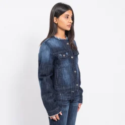 [999HUMANITY] DAMAGED FEATHER DENIM JACKET _ INDIGO ONE WASH