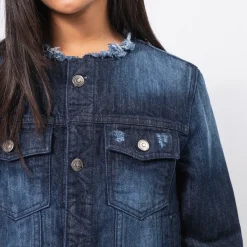 [999HUMANITY] DAMAGED FEATHER DENIM JACKET _ INDIGO ONE WASH