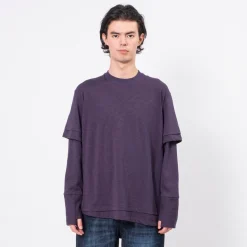 [999HUMANITY] DOUBLE LAYERED TEE _ DARK PURPLE