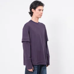 [999HUMANITY] DOUBLE LAYERED TEE _ DARK PURPLE