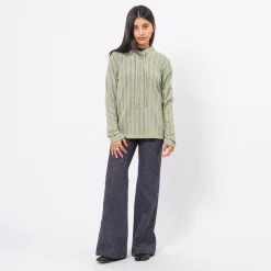 [999HUMANITY] JACQUARD STRIPE HOODIE _ LIGHT GREEN