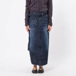 [999HUMANITY] MAXI BELTED DENIM SKIRT _ INDIGO ONE WASH