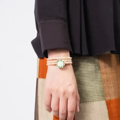 [52HZ LAB] FLOWER CHARM PEACH FRESHWATER PEARL BRACELET