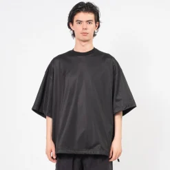 [IS-NESS] BALLOON DOUBLE LAYERED MESH SHORT SLEEVE T-SHIRT _ BLACK