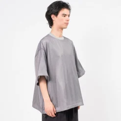 [IS-NESS] BALLOON DOUBLE LAYERED MESH SHORT SLEEVE T-SHIRT _ GREY