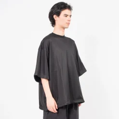 [IS-NESS] BALLOON DOUBLE LAYERED MESH SHORT SLEEVE T-SHIRT _ BLACK