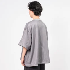 [IS-NESS] BALLOON DOUBLE LAYERED MESH SHORT SLEEVE T-SHIRT _ GREY