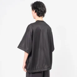 [IS-NESS] BALLOON DOUBLE LAYERED MESH SHORT SLEEVE T-SHIRT _ BLACK