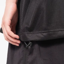 [IS-NESS] BALLOON DOUBLE LAYERED MESH SHORT SLEEVE T-SHIRT _ BLACK