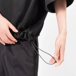 [IS-NESS] BALLOON DOUBLE LAYERED MESH SHORT SLEEVE T-SHIRT _ BLACK