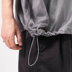 [IS-NESS] BALLOON DOUBLE LAYERED MESH SHORT SLEEVE T-SHIRT _ GREY